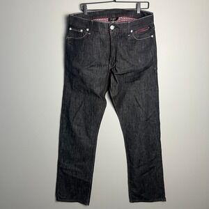 Levi's 514 Jeans Mens 36X32 Dark Wash Slim Straight Red Stitching Zipper Pocket